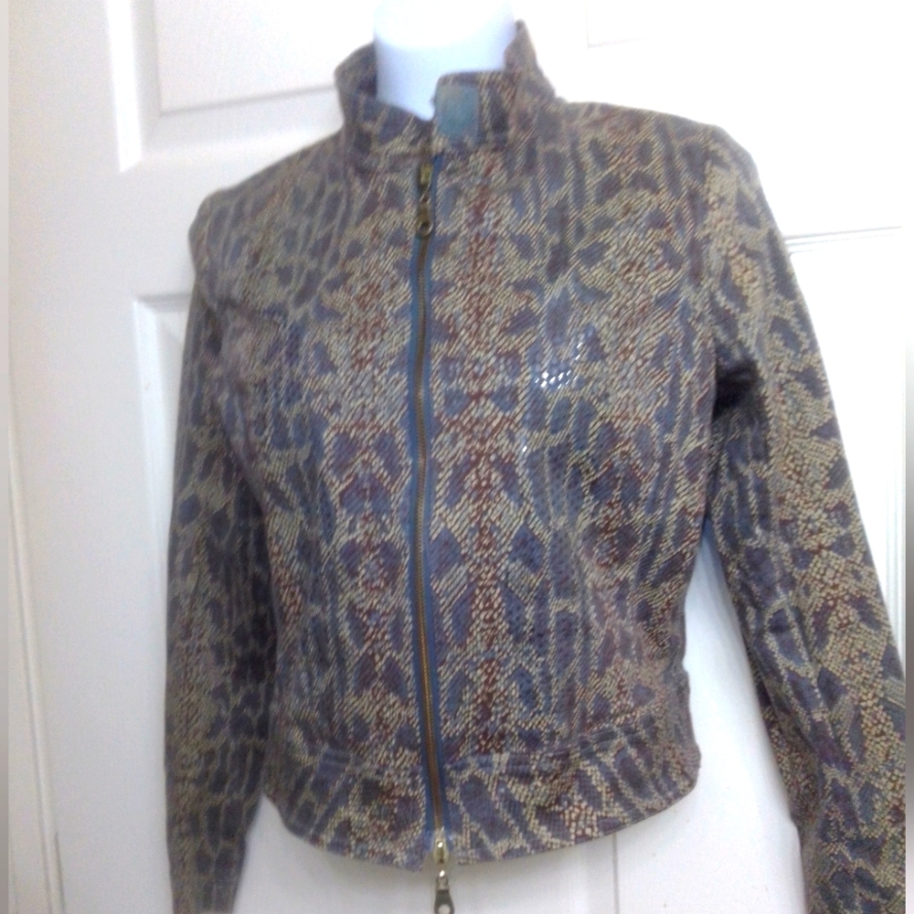 A.B.S Leather Python Bikers Jacket. Size 4 - image 1